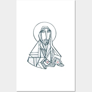 Jesus Christ with open hands illusstration Posters and Art